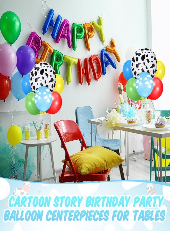 Charnoel 2 Sets Cartoon Birthday Party Decorations Table Centerpiece Red Yellow Blue Balloon Stand Kit with Cloud Cow Print Foil and Latex Balloon for Baby Shower Farm Animals Wedding Supplies - Image 5